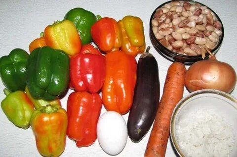 Фаршированный перец овощами и фасолью - ингредиенты