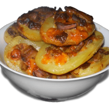 Запеченный картофель с сыром и грибами