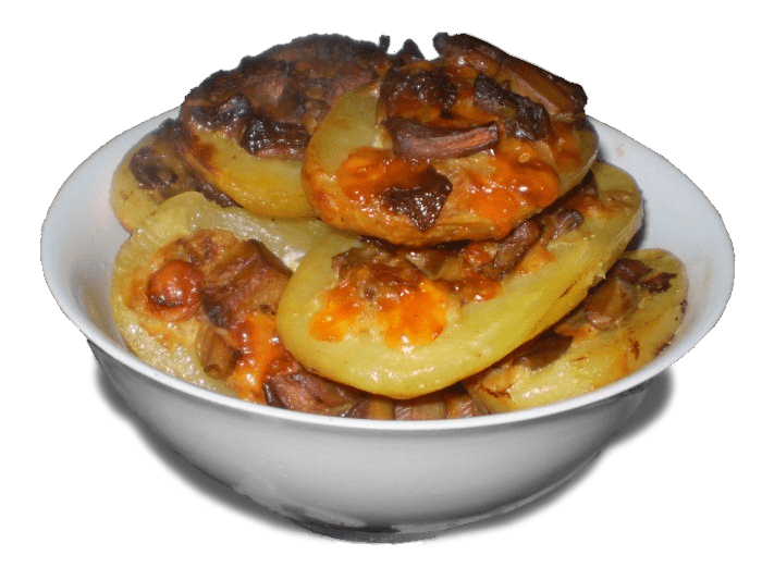 Запеченный картофель с сыром и грибами