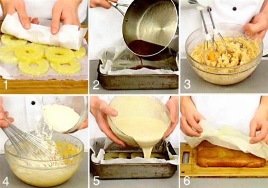 Рецепт приготовления торта-перевертыша с ананасами