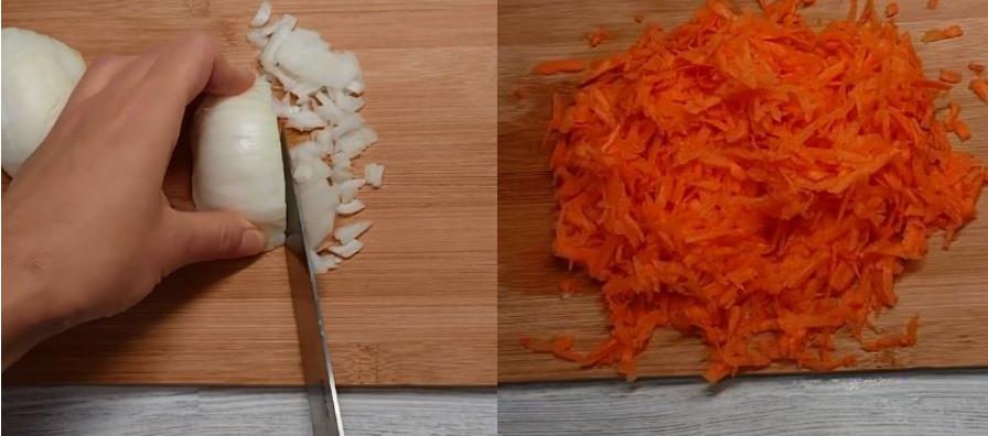 Минтай под шубой из моркови и лука с майонезом и сыром в духовке