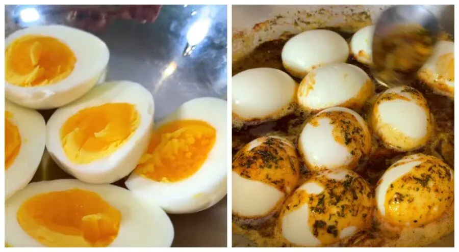 Вареные яйца в ароматном соусе