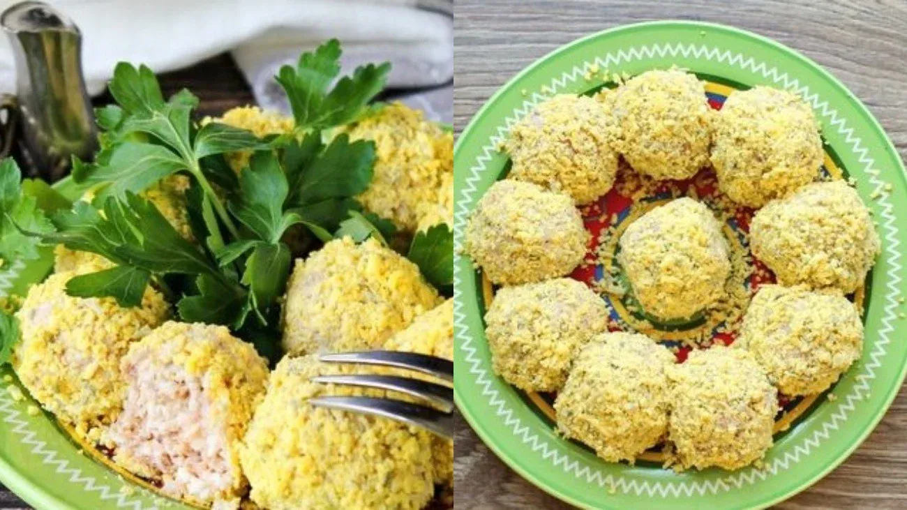 Рецепт закуски в виде желтых шариков из салата Мимоза