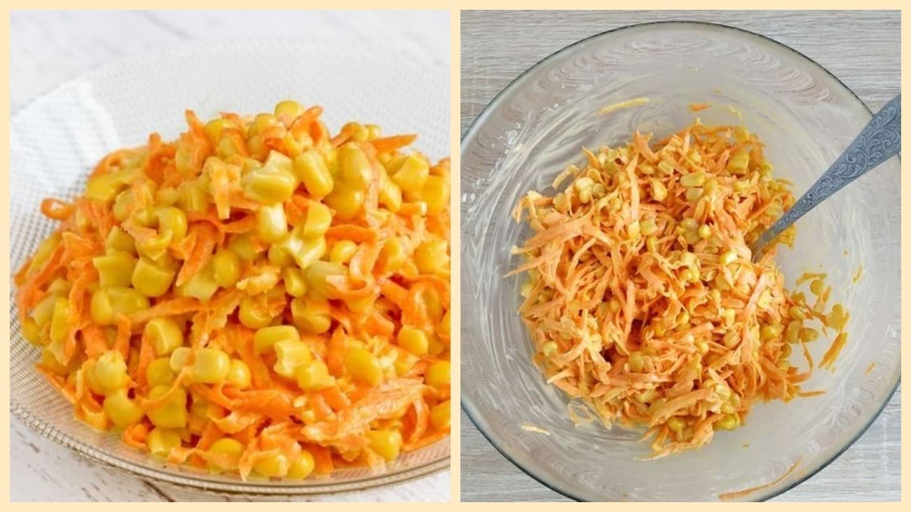 Салат с кукурузой, морковью и чесноком