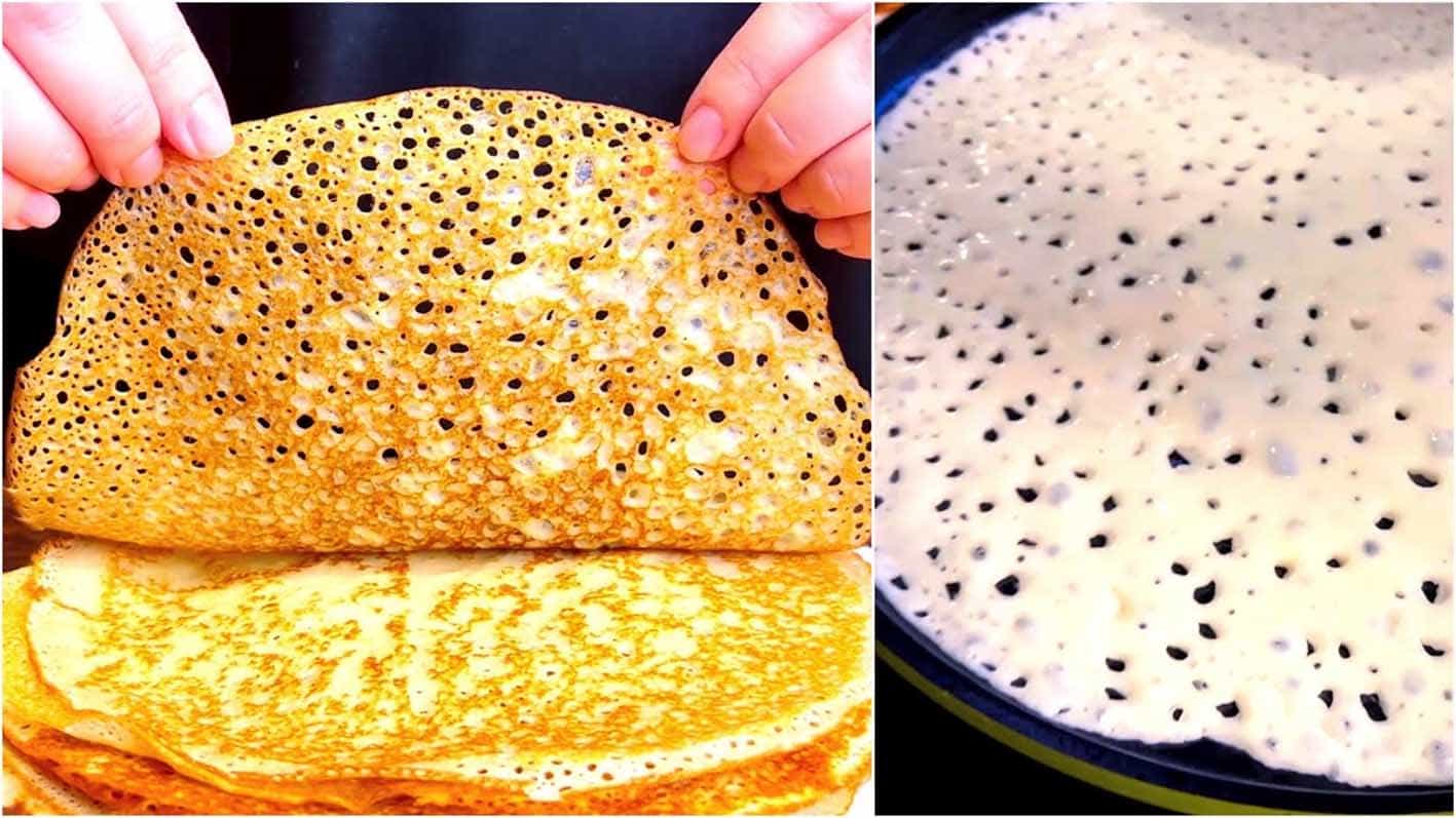 Тонкие блины на молоке с дырочками