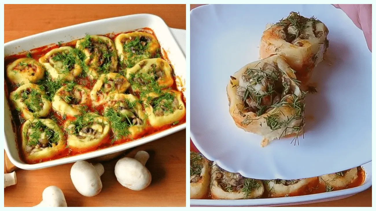 Пошаговый рецепт картофельных рулетов с грибами