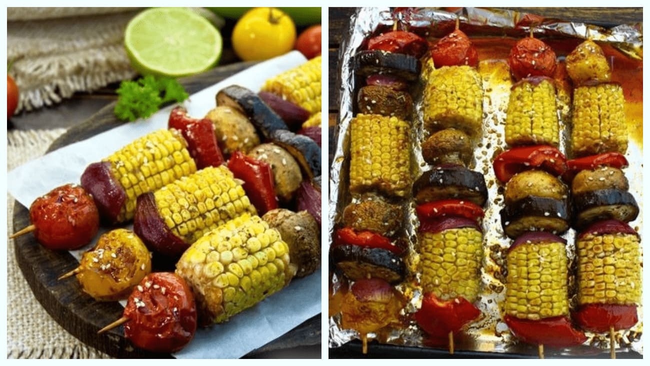 Рецепт овощного шашлыка с медово-лимонной заправкой