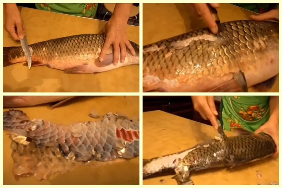 Как легко почистить карася и карпа с помощью ножа