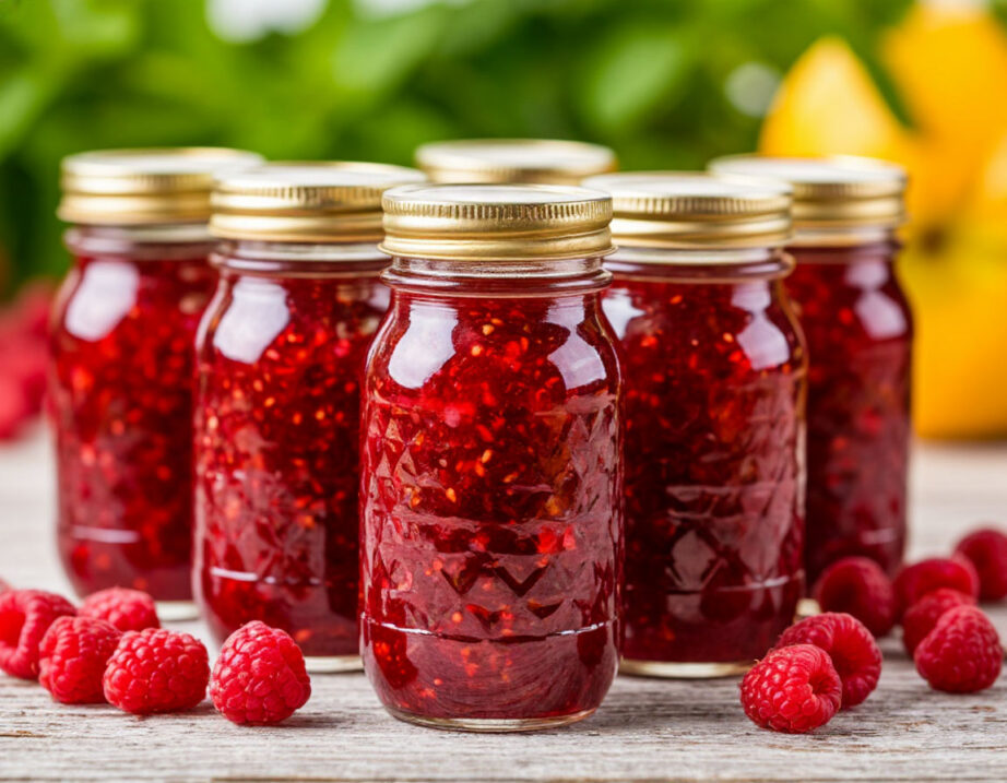 Банки с готовым джемом на столе