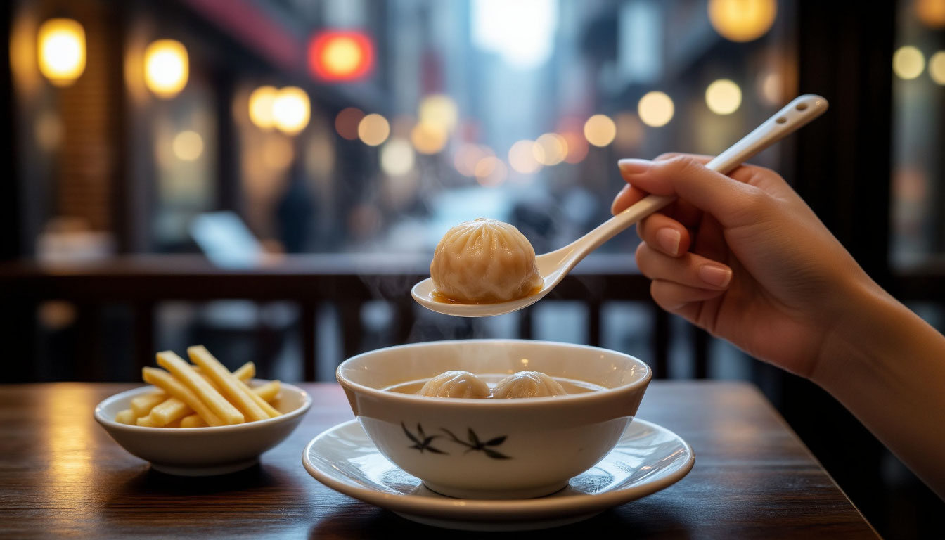 Традиционный способ подачи и поедания Сяо Лун Бао