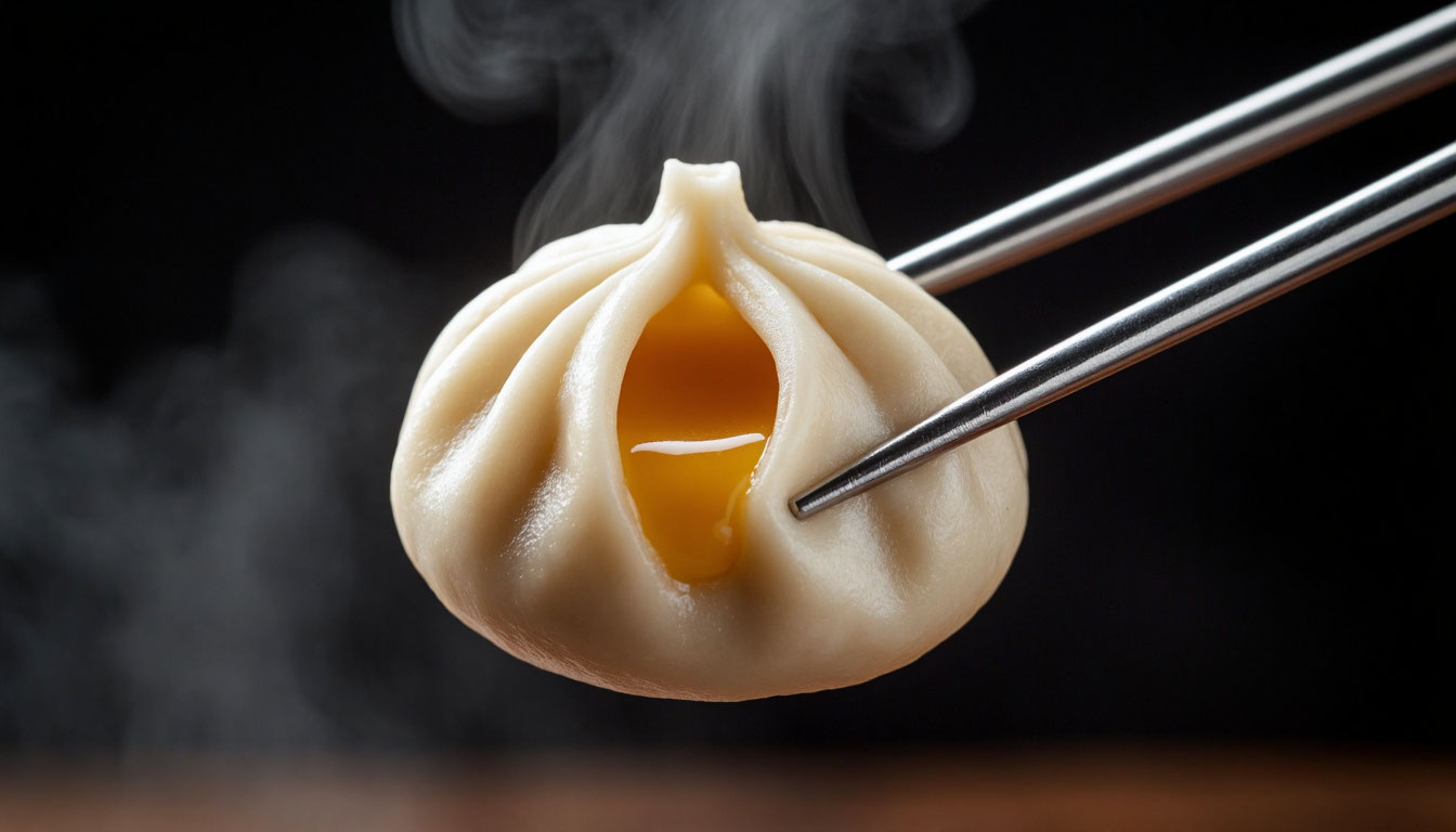 Бульон внутри шанхайского пельменя Сяо Лун Бао