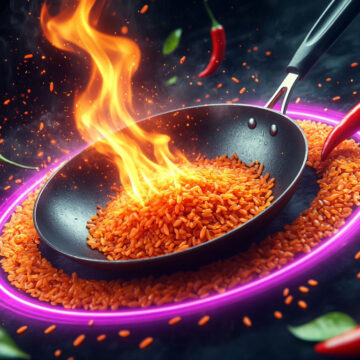 Острый жареный рис Том Ям на сковороде