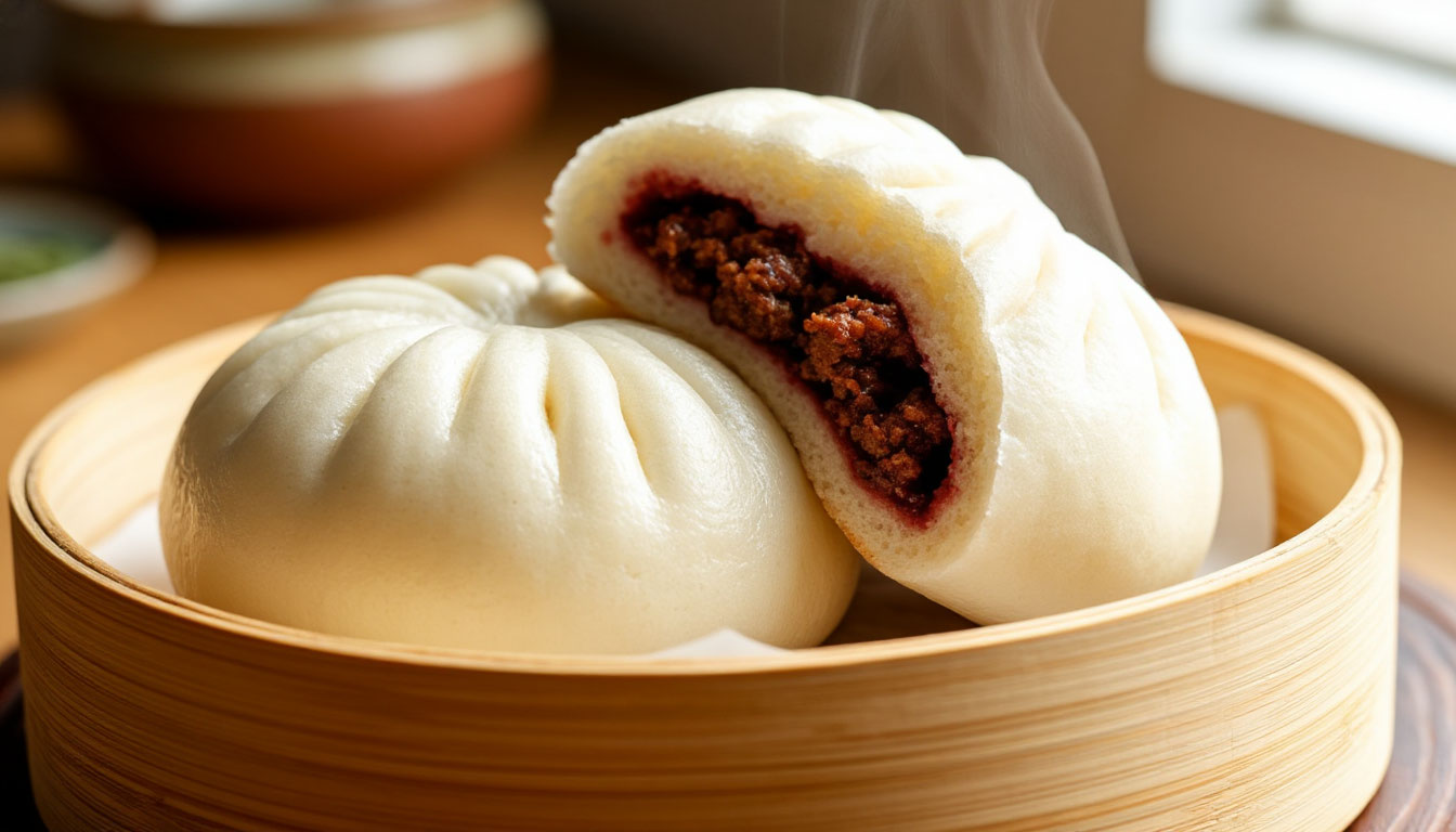Паровые булочки Ча Шао Бао с мясной начинкой