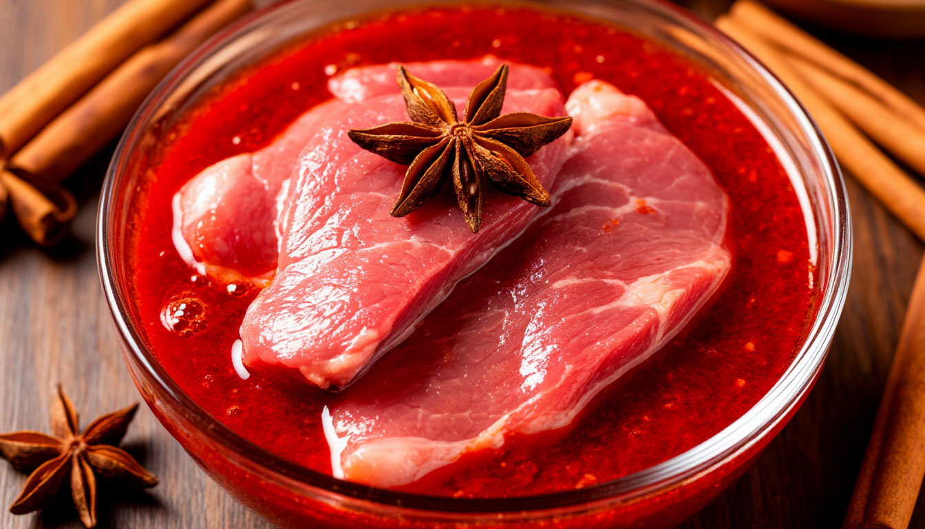 Маринование свинины для Ча Шао в красном соусе