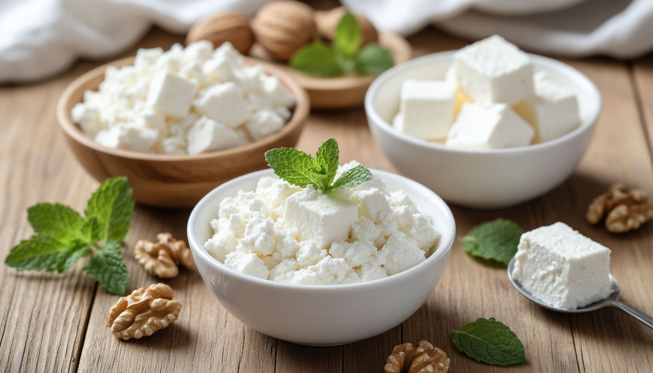 Варианты замены творога в кулинарии: рикотта, соевый тофу и греческий йогурт.