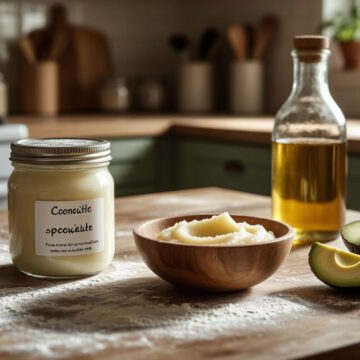 Различные варианты замены сливочного масла: кокосовое и оливковое масло, яблочное пюре и авокадо