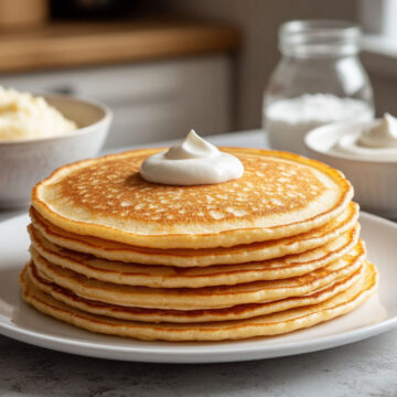 Сколько соли в тесте для блинов Стопка золотистых блинов