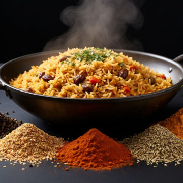 Сколько специй класть в плов Специи для плова на фоне казана.