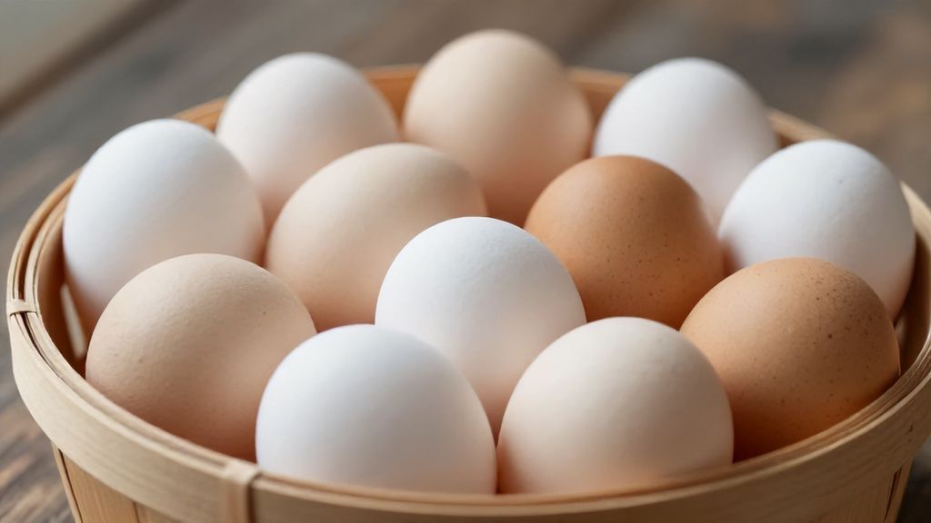 Корзина со свежими фермерскими яйцами