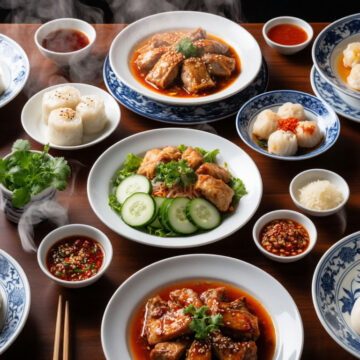 Ассорти традиционных китайских закусок на столе