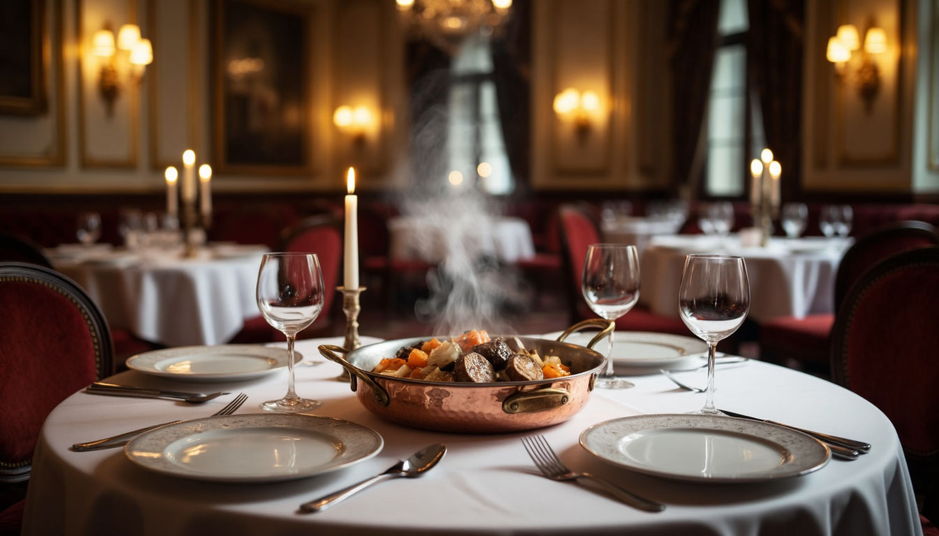 Атмосфера московского ресторана Славянский базар с горячими закусками