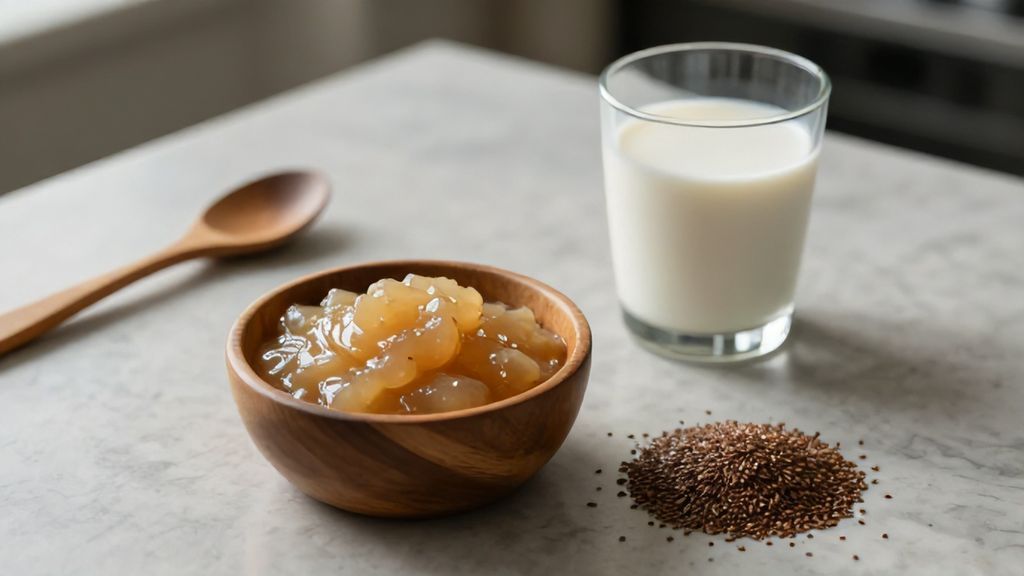 Растительные альтернативы яйцам и молоку на деревянном столе