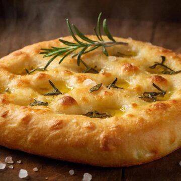 Золотистая итальянская фокачча с розмарином и оливковым маслом